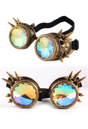 Steampunk goggles bril caleidoscoop brons spikes