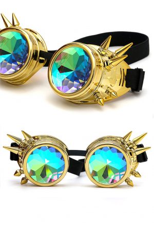 Steampunk goggles bril kaleidoscoop goud