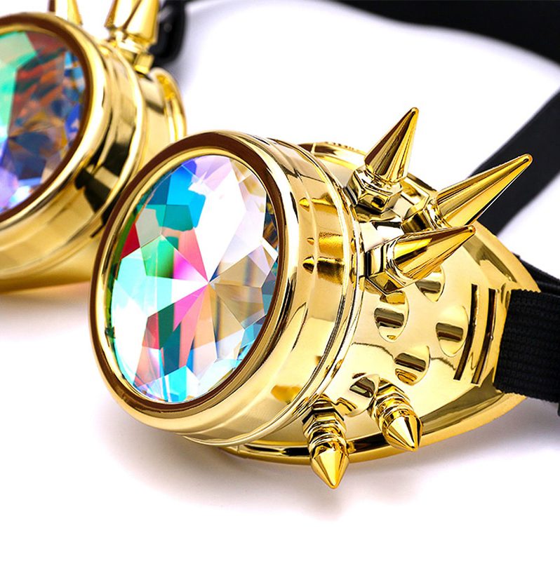 Steampunk goggles bril kaleidoscoop goud