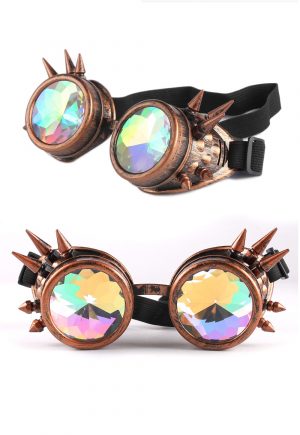 Steampunk goggles bril caleidoscoop koper spikes