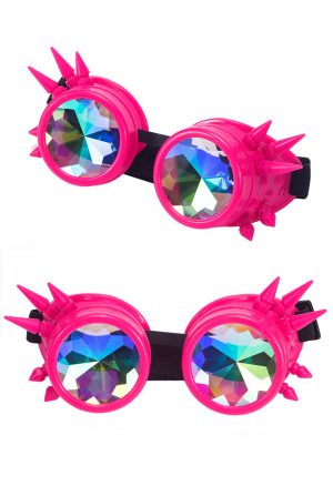 Steampunk goggles bril caleidoscoop roze spikes