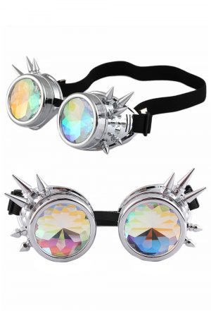 Steampunk goggles bril kaleidoscoop chroom spikes