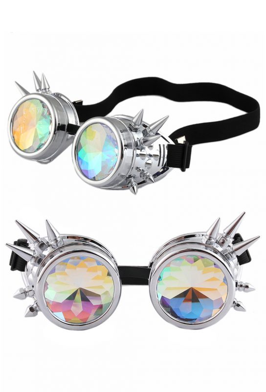 Steampunk goggles bril kaleidoscoop chroom spikes