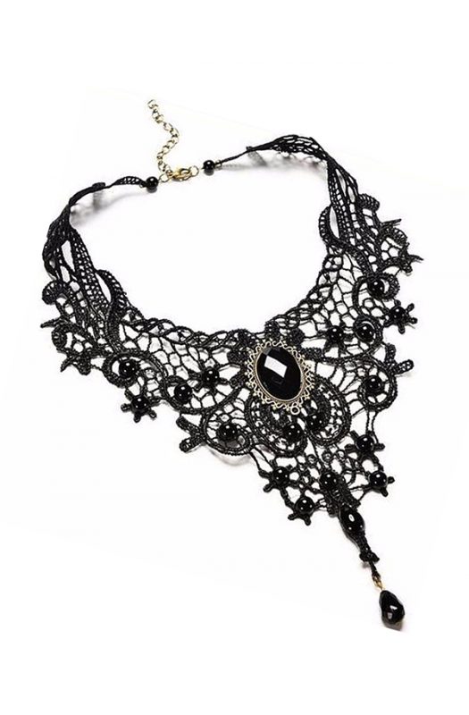 Steampunk ketting kant zwart