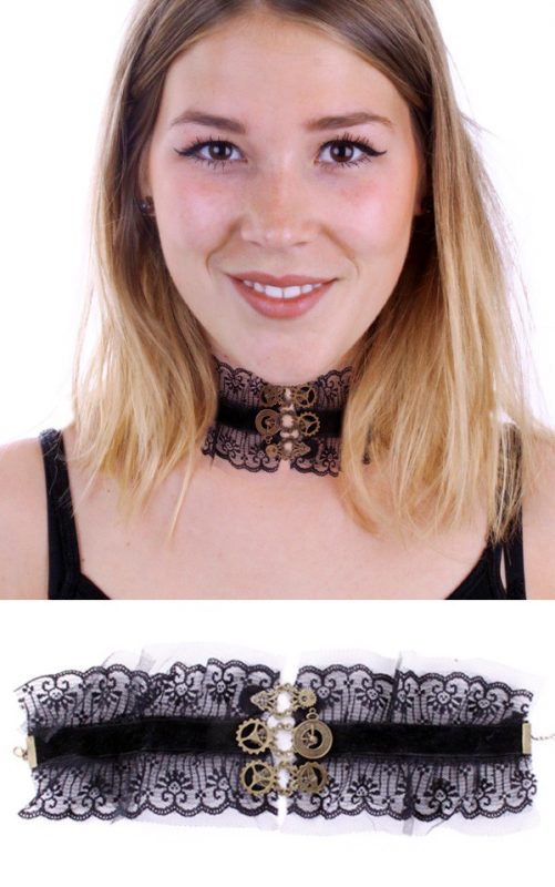 Steampunk kraagje choker kant 1