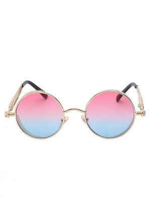 Steampunk ronde bril roze blauw goud