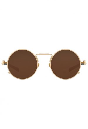 Steampunk ronde zonnebril bruin hipster