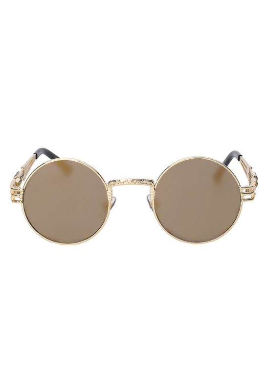 Steampunk ronde zonnebril goud spiegelglazen heren