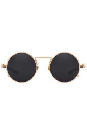Steampunk ronde zonnebril goud zwart hipster