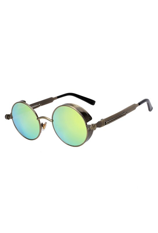 Steampunk ronde zonnebril groen brons