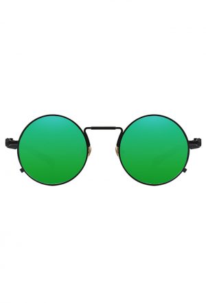 Steampunk ronde zonnebril groen hipster zwart