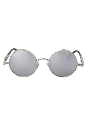 Steampunk ronde zonnebril zilver1