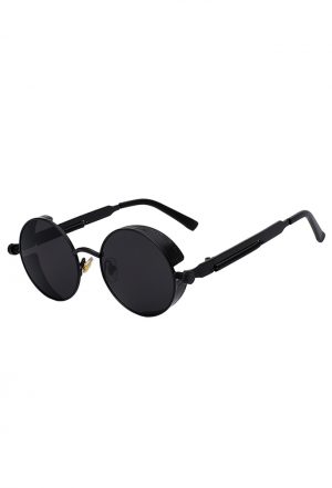 Steampunk ronde zonnebril zwart