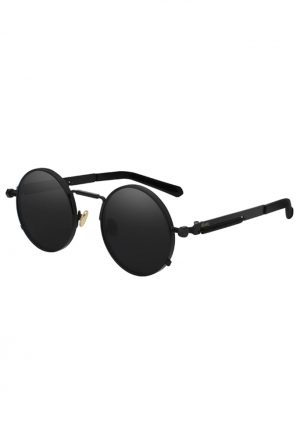Steampunk ronde zonnebril zwart hipster