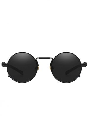 Steampunk ronde zonnebril zwart hipster
