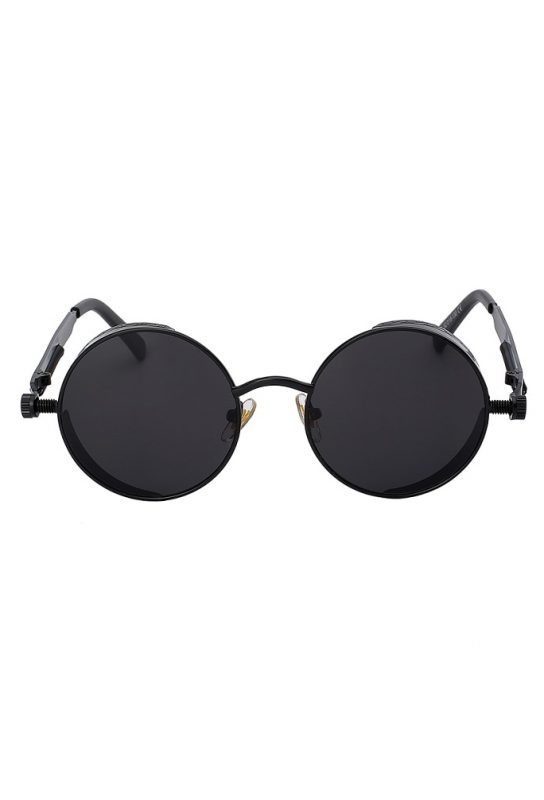 Steampunk ronde zonnebril zwart1