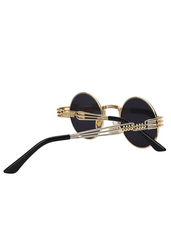Steampunk zonnebril goud heren ronde glazen