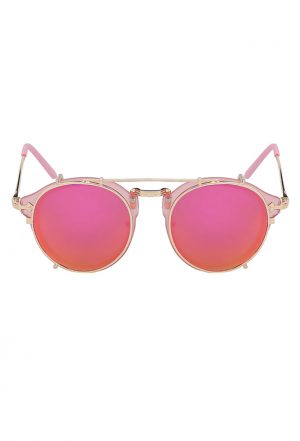 Steampunk zonnebril roze clip on voorzet