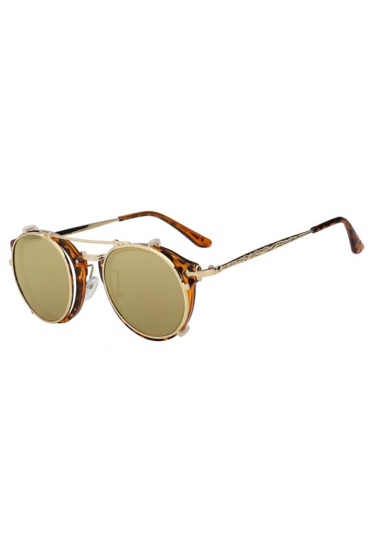 Steampunk zonnebril turtoise clip on voorzet