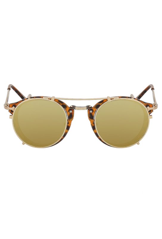 Steampunk zonnebril turtoise clip on voorzet