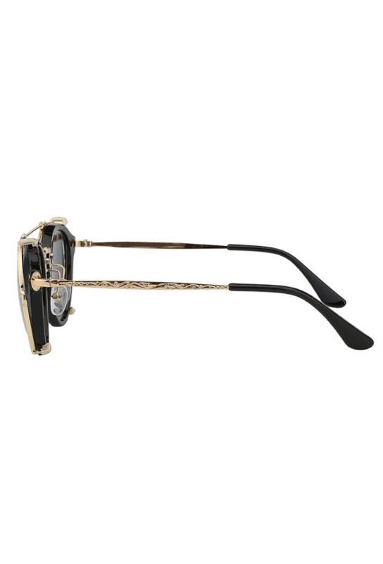 Steampunk zonnebril zwart clip on voorzet