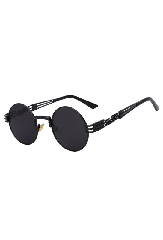 Steampunk zonnebril zwart heren ronde glazen