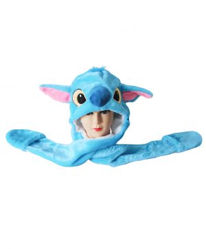 Stitch muts met wanten blauw