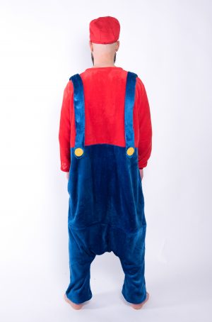 Super Mario Onesie Kinderen Loodgieter Kostuum Pak Mariopak Kind Rood Blauw Pyjama