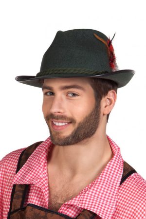 Tiroler hoed donkergroen Oktoberfest touw veren