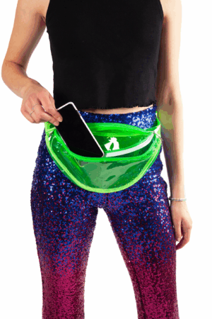 Transparant heuptasje fanny pack neon-groen 5