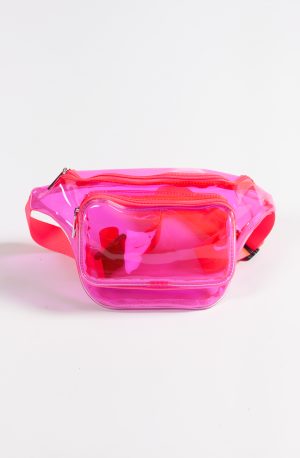 Transparante heuptas fanny pack neon roze