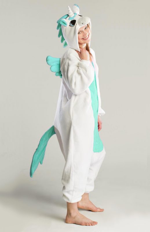 Turquoise pegasus eenhoorn onesie pak