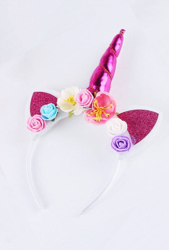 Unicorn eenhoorn diadeem roze wit