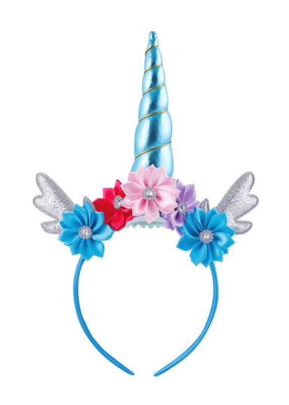 Unicorn eenhoorn haarband blauw zilver