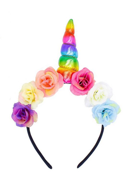 Unicorn eenhoorn haarband bloemen regenboog