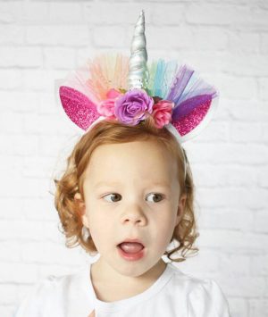 Unicorn eenhoorn haarband tule zilver