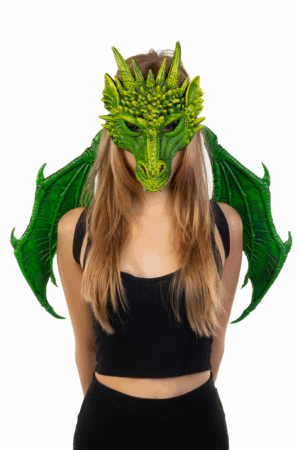 Verkleed Set Groene Draak Masker Vleugels Staart Sprookje 1