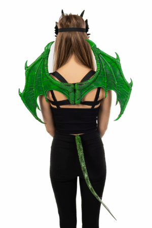 Verkleed Set Groene Draak Masker Vleugels Staart Sprookje 2