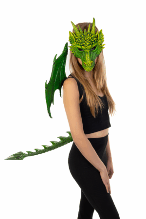 Verkleed Set Groene Draak Masker Vleugels Staart Sprookje