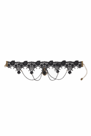Victoriaanse Steampunk choker kant ketting zwart 7