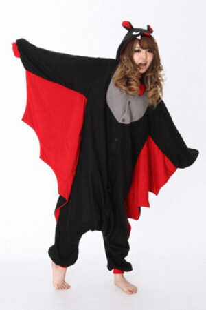 Vleermuis Onesie Vampier Pak Halloween Kostuum Zwart Vleugels