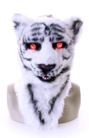 Volkop masker witte tijger lichtgevende ogen bewegende mond