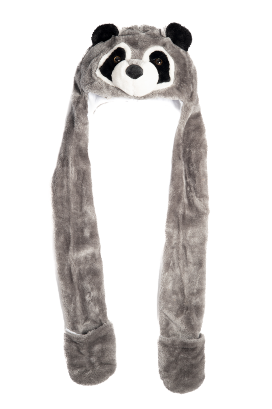 Wasbeer Grijs Muts Wanten Laplander Oortjes Racoon Pluche