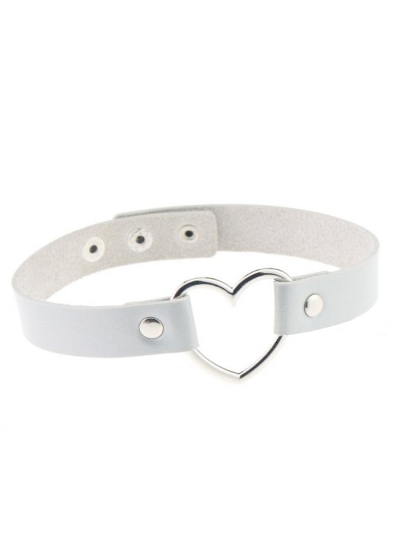 Witte choker halsband hartje