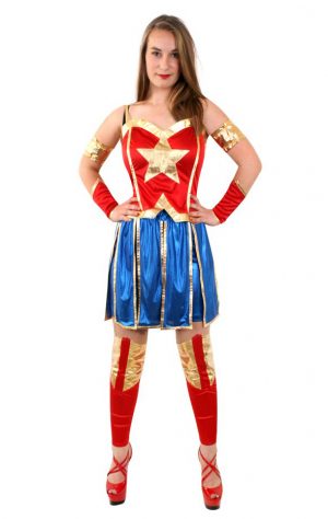 Wondergirl kostuum Star Wonderwoman jurk korset pakje USA Amerikaans