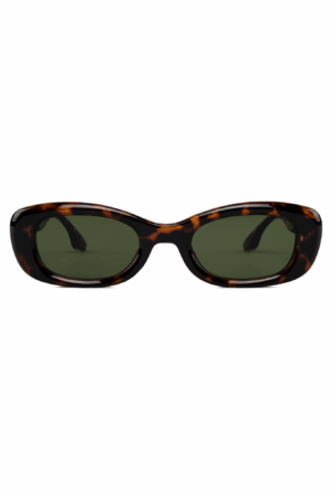 Y2K Zonnebril Rond Cat Eye Tortoise G15 Groen Dames Vintage Smal Retro 1