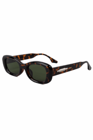 Y2K Zonnebril Rond Cat Eye Tortoise G15 Groen Dames Vintage Smal Retro