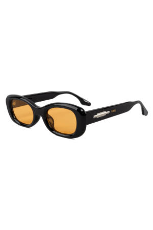 Y2K Zonnebril Rond Cat Eye Zwart Oranje Dames Vintage Smal Retro
