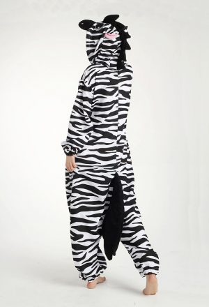 Zebra Onesie Kind Zebrapak Kinder Kostuum Pak Dierenpak Zwart Wit