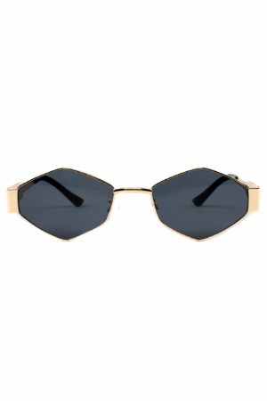 Zeshoek Influencer Zonnebril Goud Zwart Dames Vintage Smal Retro 1